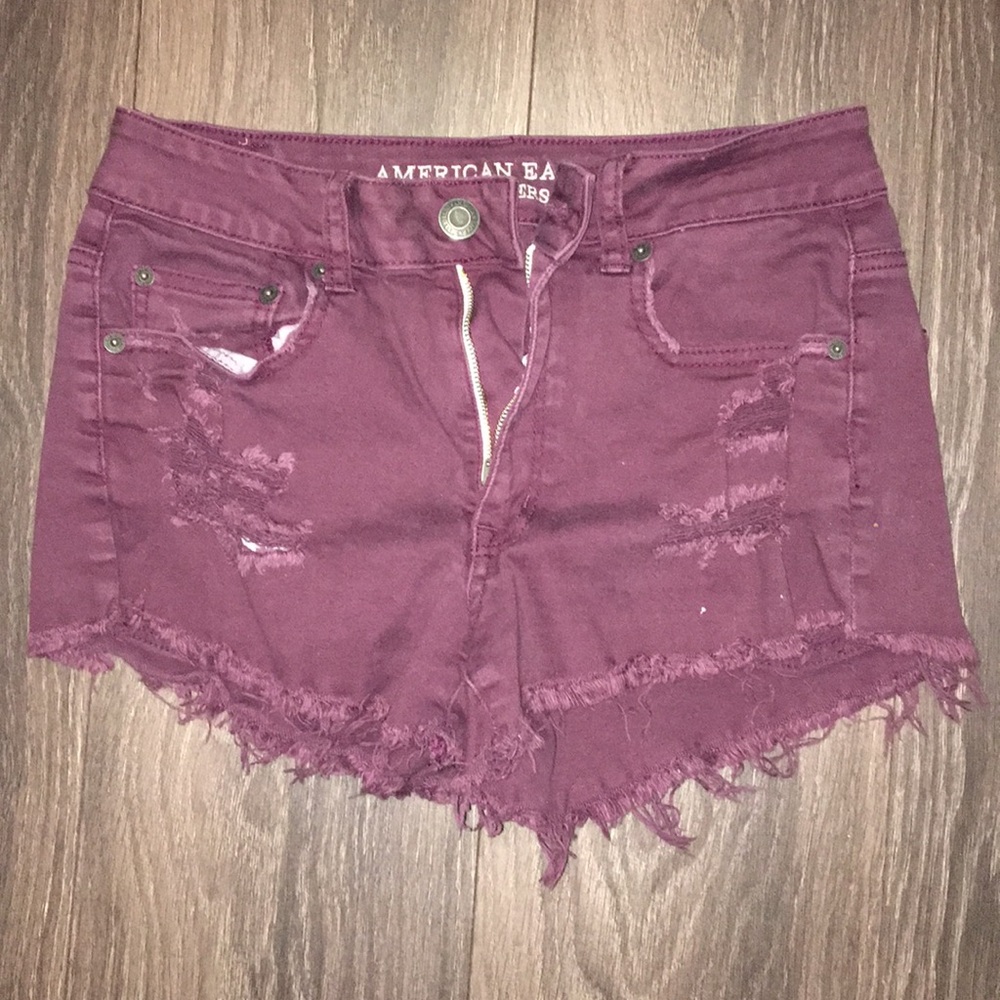 American Eagle high-rise distressed jean shorts